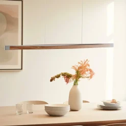 Quitani hanglamp Kiera, eiken/nikkel, 118 cm