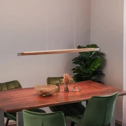 Quitani hanglamp Kiera, eiken/nikkel, 118 cm