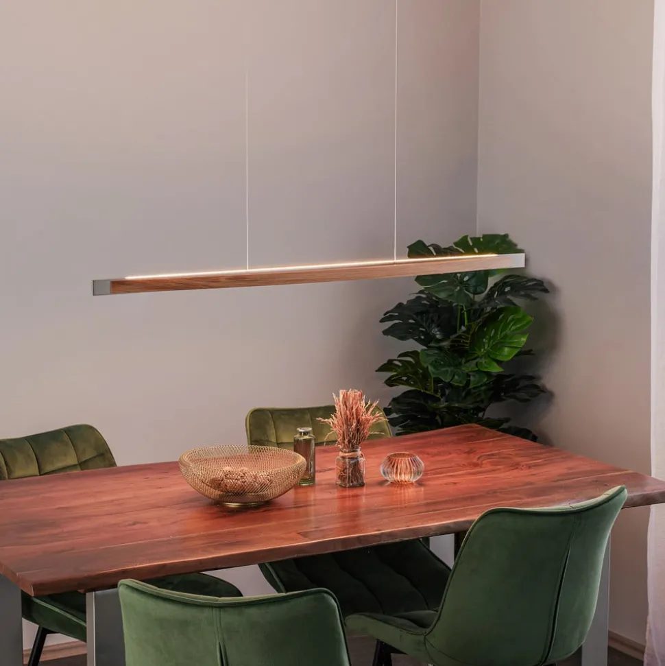 Quitani hanglamp Kiera, eiken/nikkel, 118 cm