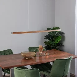 Quitani hanglamp Kiera, eiken/nikkel, 118 cm