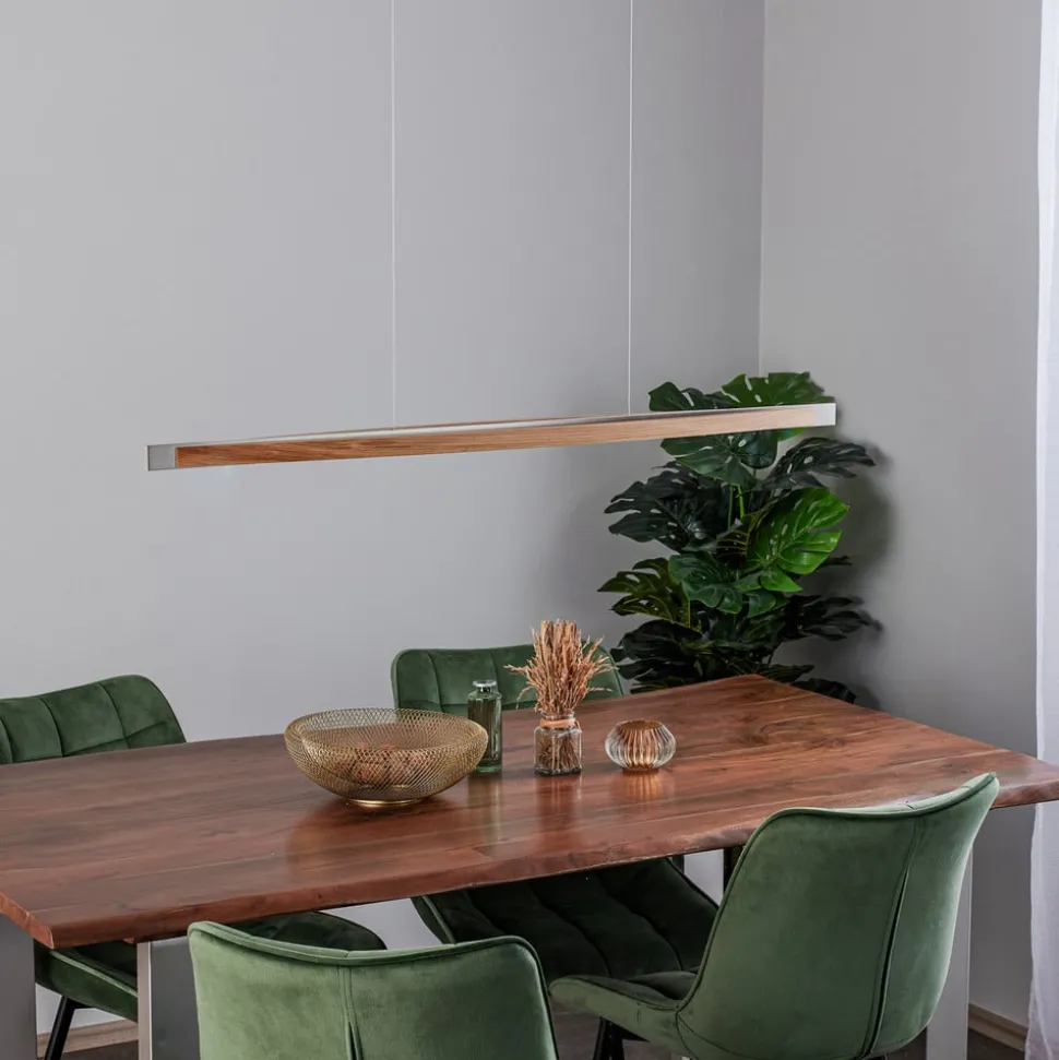 Quitani hanglamp Kiera, eiken/nikkel, 118 cm