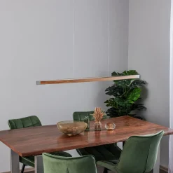 Quitani hanglamp Kiera, eiken/nikkel, 118 cm