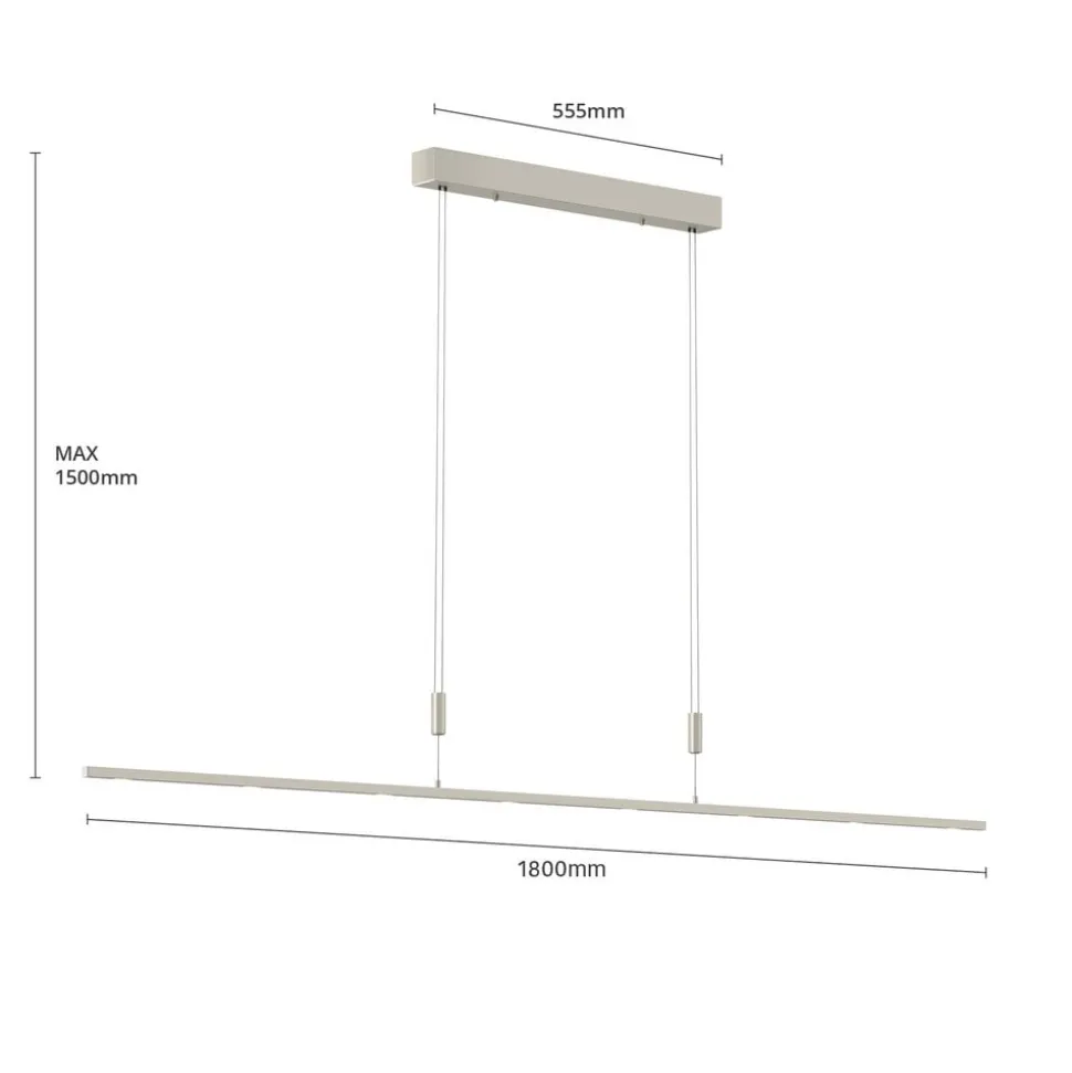 Quitani hanglamp Tolu, lengte 180 cm, dimbaar