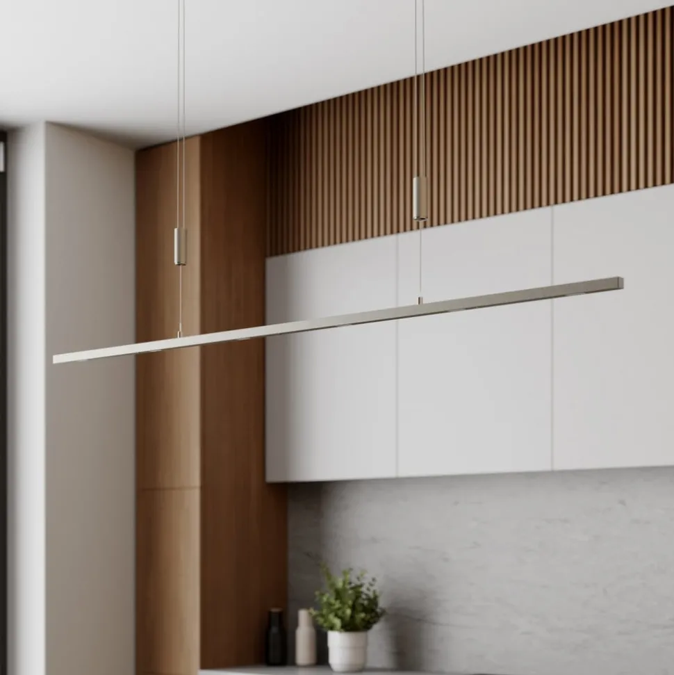 Quitani hanglamp Tolu, nikkel, lengte 120 cm