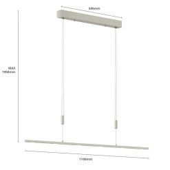 Quitani hanglamp Tolu, nikkel, lengte 120 cm