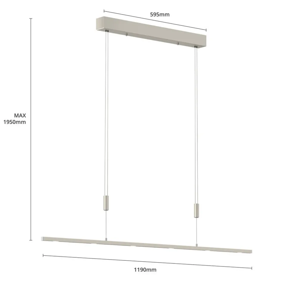 Quitani hanglamp Tolu, nikkel, lengte 120 cm