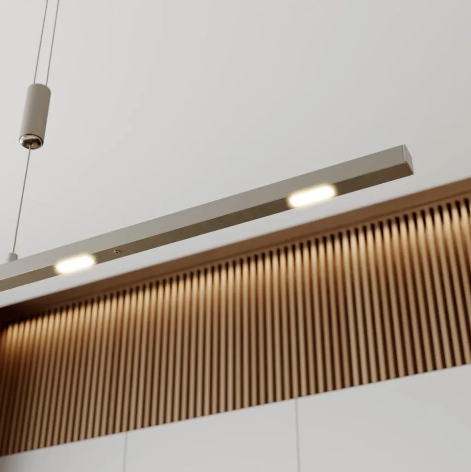 Quitani hanglamp Tolu, nikkel, lengte 120 cm