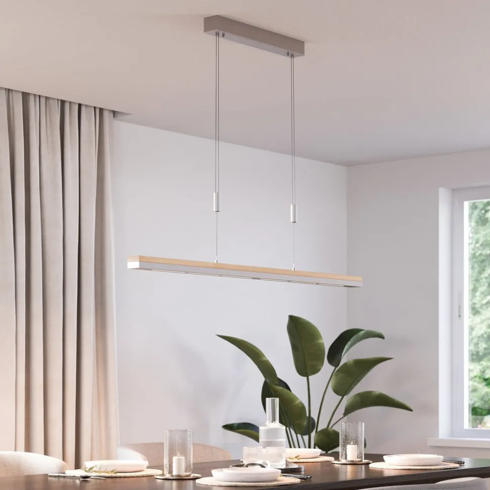 Quitani LED hanglamp Elna, lengte 118 cm, nikkel