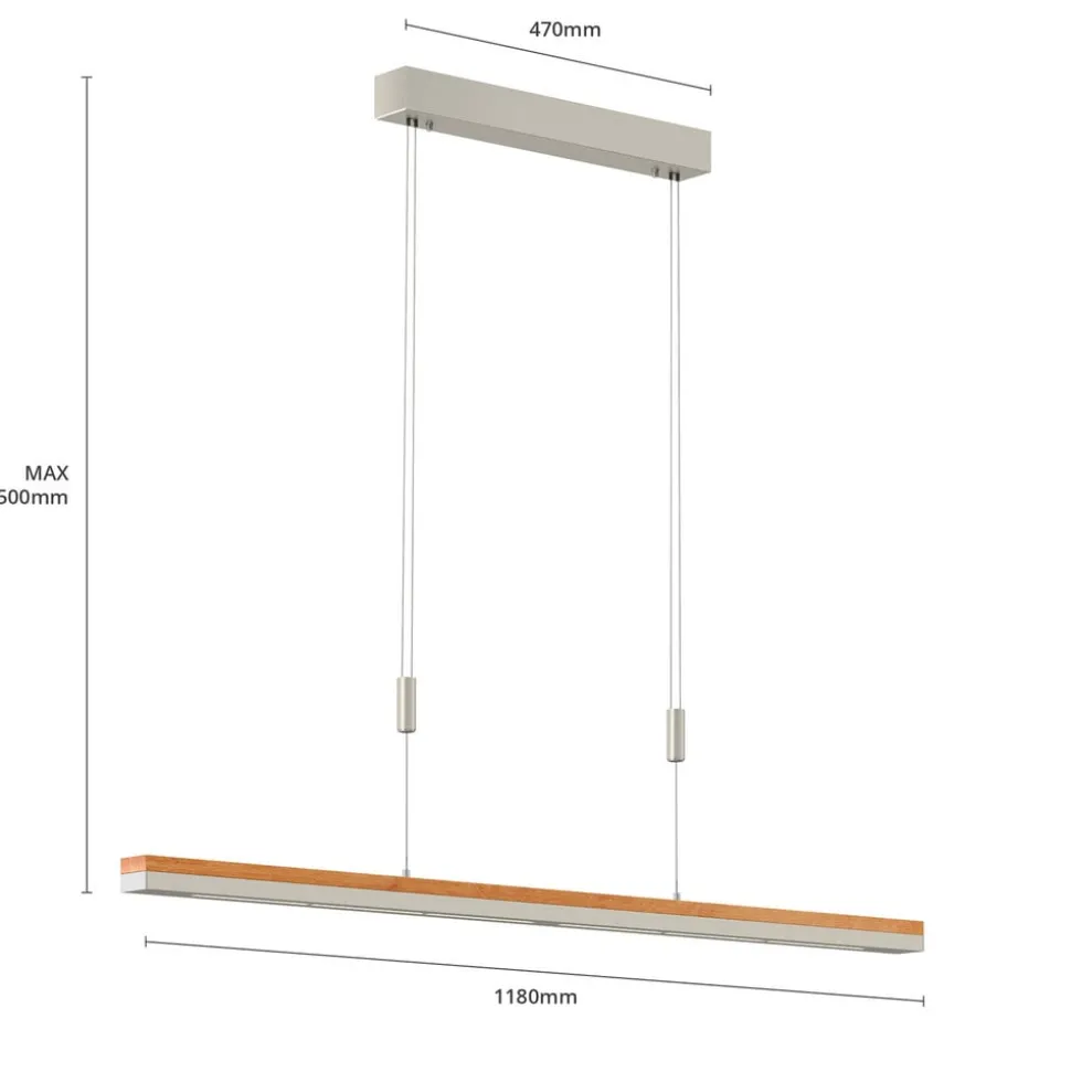 Quitani LED hanglamp Elna, lengte 118 cm, nikkel