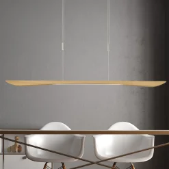 Quitani LED hanglamp Hiba, eiken natuur, lengte 148 cm