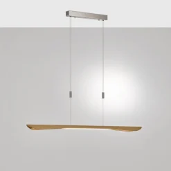 Quitani LED hanglamp Hiba, eiken natuur, lengte 148 cm