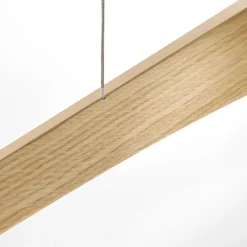 Quitani LED hanglamp Hiba, eiken natuur, lengte 148 cm