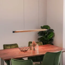 Quitani LED hanglamp Kiera, eiken/zwart, 98 cm