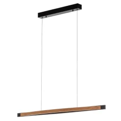 Quitani LED hanglamp Kiera, eiken/zwart, 98 cm