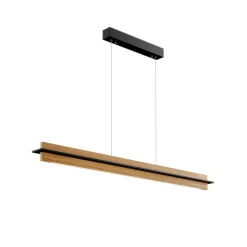 Quitani LED hanglamp Lexa, eiken/zwart, lengte 118 cm