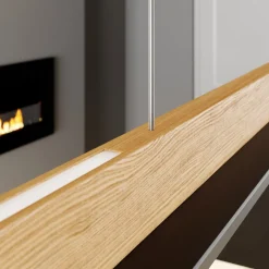 Quitani LED hanglamp Lexa, eiken/zwart, lengte 118 cm