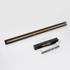 Quitani LED hanglamp Lexa, eiken/zwart, lengte 118 cm