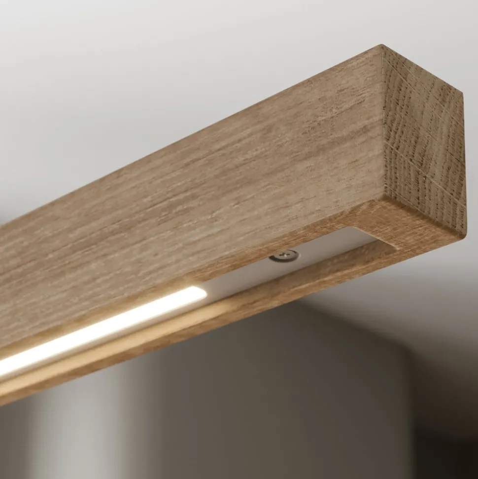 Quitani LED hanglamp Nora, eiken natuur, lengte 158 cm