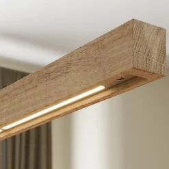 Quitani LED hanglamp Nora, eiken natuur, lengte 118 cm