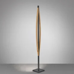 Quitani LED vloerlamp Kiera, eiken/zwart mat