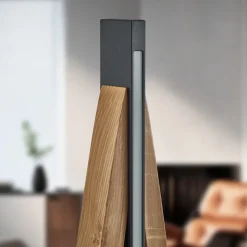 Quitani LED vloerlamp Kiera, eiken/zwart mat