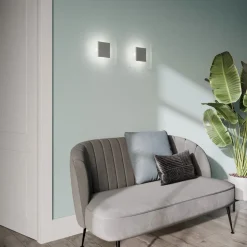 Quitani LED wandlamp Lole, glas, mat aluminium, 25 x 25 cm