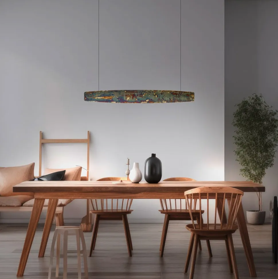 Quitani Persida hanglamp, 98 cm, slagmetaal, goud