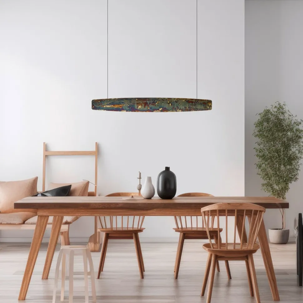 Quitani Persida hanglamp, 98 cm, slagmetaal, goud