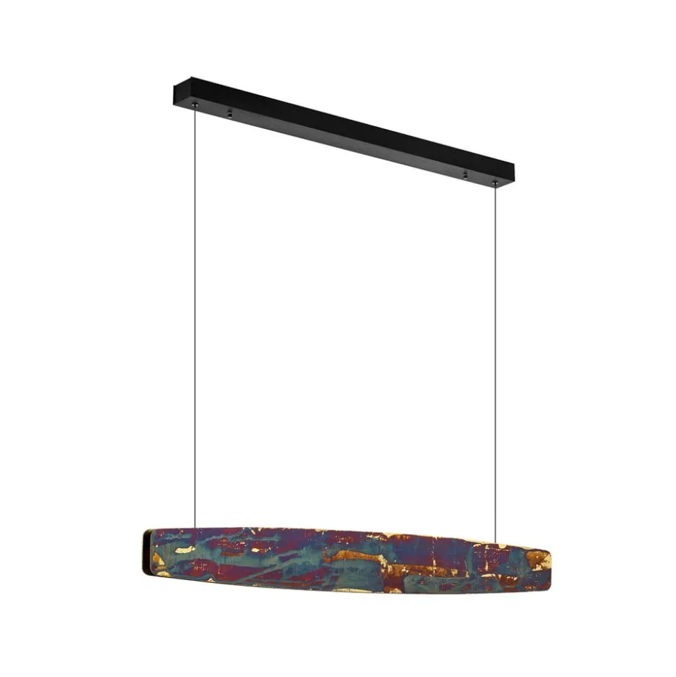 Quitani Persida hanglamp, 98 cm, slagmetaal, goud