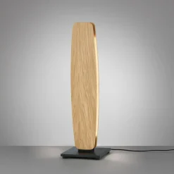 Quitani Persida LED tafellamp, hoogte 50 cm, eiken, 2.700 K