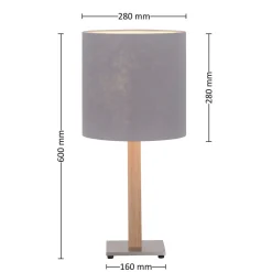 Quitani tafellamp Elif, vilt, hoekig, natuurlijk eiken