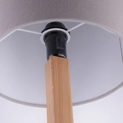 Quitani tafellamp Elif, vilt, hoekig, natuurlijk eiken