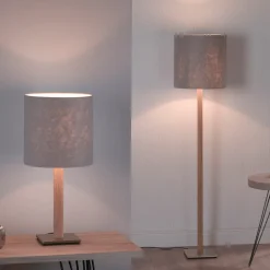 Quitani tafellamp Elif, vilt, hoekig, natuurlijk eiken