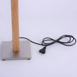 Quitani tafellamp Elif, vilt, hoekig, natuurlijk eiken