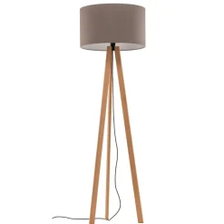 Quitani vloerlamp Arim, beuken, grijs vilt, driepoot