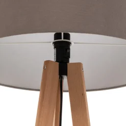 Quitani vloerlamp Arim, beuken, grijs vilt, driepoot