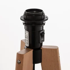 Quitani vloerlamp Arim, beuken, grijs vilt, driepoot