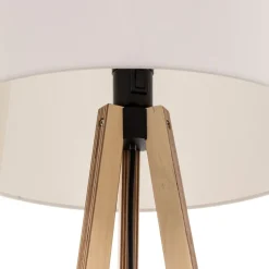 Quitani vloerlamp Jata, hout, chintz wit, driepoot