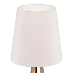 Quitani vloerlamp Jata, hout, chintz wit, driepoot