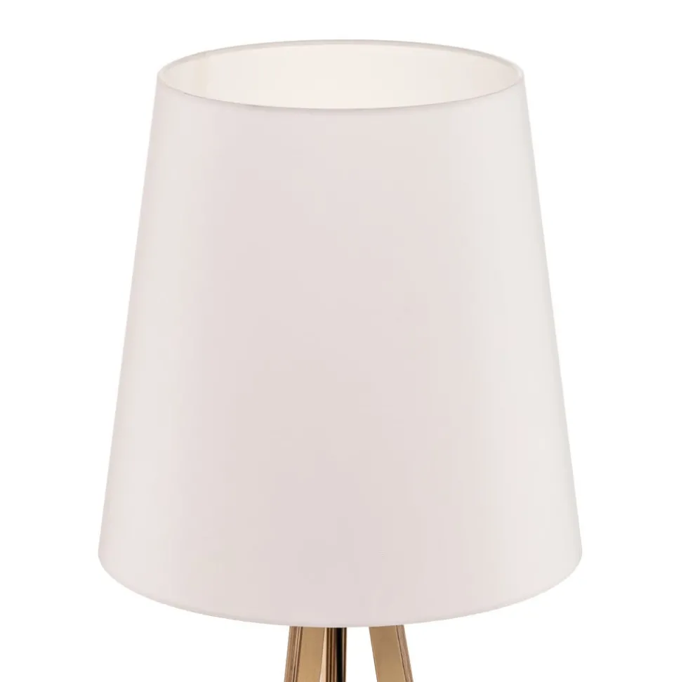 Quitani vloerlamp Jata, hout, chintz wit, driepoot