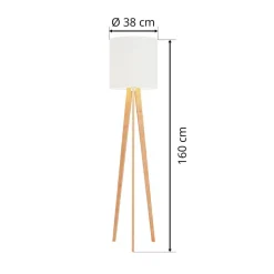 Quitani vloerlamp Nida, houten frame, witte kap