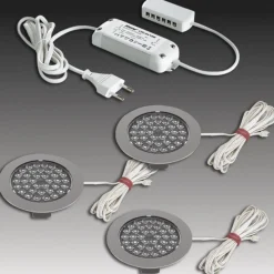 R 68 LED inbouwspot in RVS optiek, 3/set