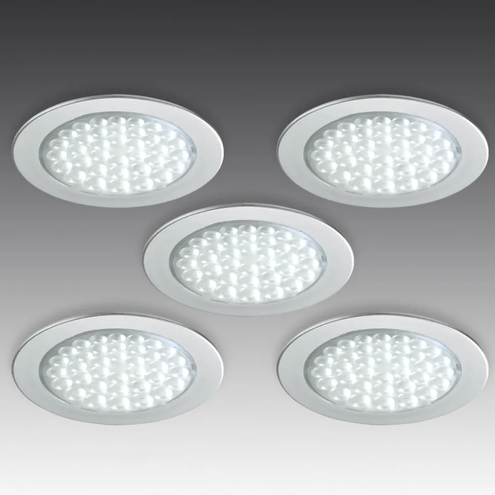 R 68 LED inbouwspot in RVS optiek, 5/set