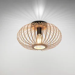 Racoon plafondlamp gemaakt van hout, dunne stutten, Ø 40cm