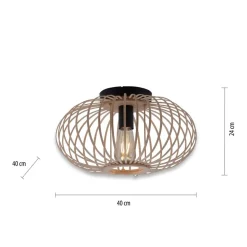 Racoon plafondlamp gemaakt van hout, dunne stutten, Ø 40cm