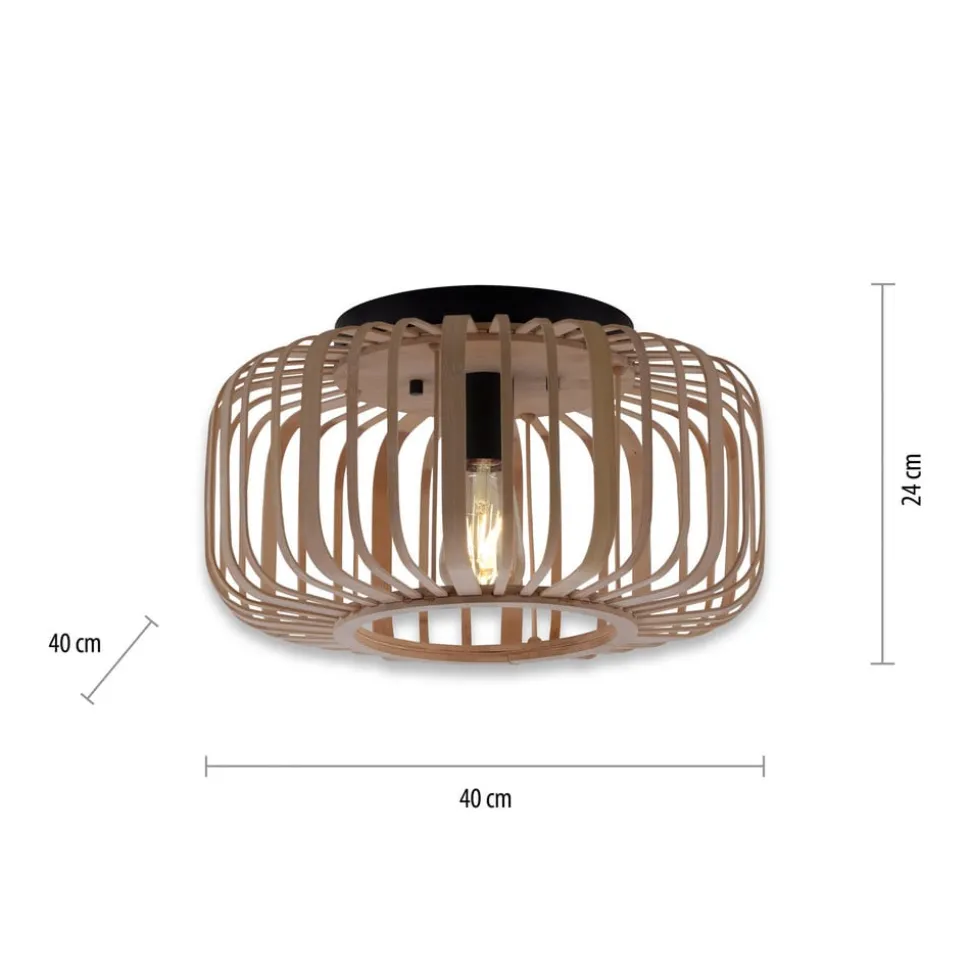 Racoon plafondlamp van hout, dikke stutten, Ø 42cm