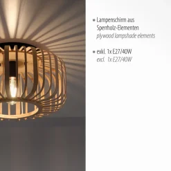 Racoon plafondlamp van hout, dikke stutten, Ø 42cm