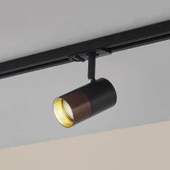 Railspot Lindby, GU10, Ø 6 cm, zwart/bruin