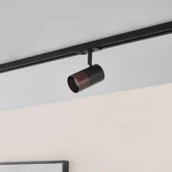 Railspot Lindby, GU10, Ø 6 cm, zwart/bruin