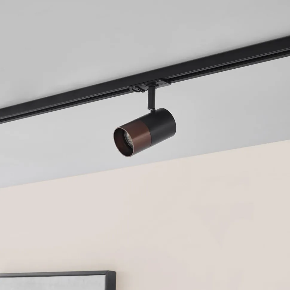 Railspot Lindby, GU10, Ø 6 cm, zwart/bruin